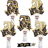 Blulu Juego de Decoración de Fiesta de Cumpleaños Palillos de Centro de Mesa Dorado Toppers de Mesa Brillantes…